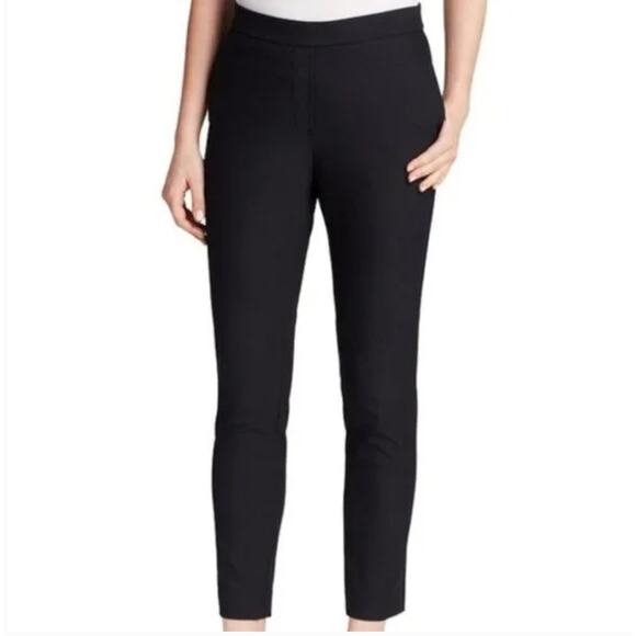 Theory Leandre Black Sabali Knit Slim Straight Stretch Pants Capsule Layer Work - Picture 1 of 8